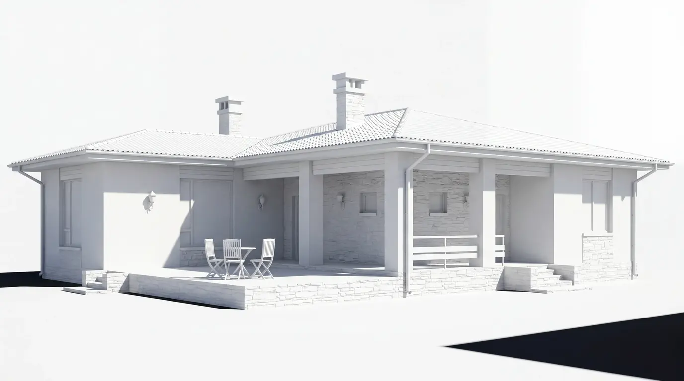 Рендеры домов на белом фоне — стиль «render штукатурка white»
